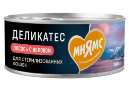 Влажный корм Мнямс Лосось с яблоком для стерилизованных кошек "Паштет по-норвежски"