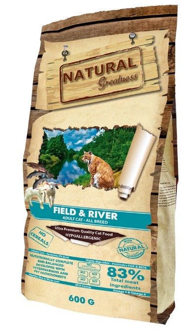 Сухой корм для кошек Natural Greatness Field & River Recipe Adult (лосось, ягненок) (600 гр.)