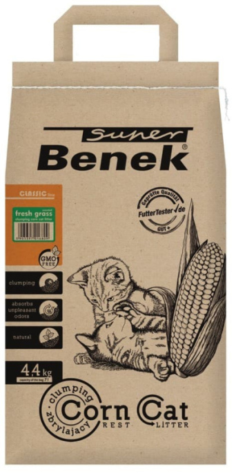 Кукурузный наполнитель Super Benek Corn Cat Ultra (Свежая трава) (7 л)