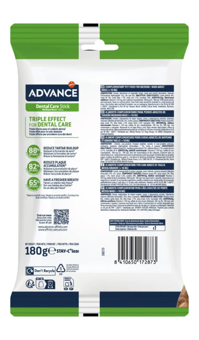 Лакомство для собак средних и крупных пород Advance Dental Care Stick Medium/Maxi (180 гр.)