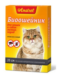 БИОошейник против блох и клещей для кошек и мелких собак "Amstrel" 35 см