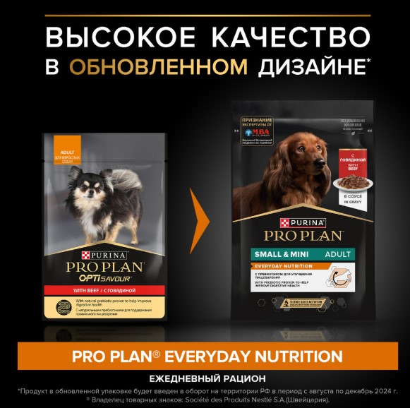 Влажный корм для собак Pro Plan EveryDay Nutrition Small & Mini Adult в соусе (говядина) (85 гр)