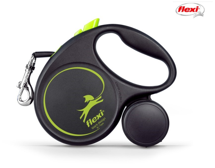 Поводок-рулетка Flexi BLACK DESIGN лента, зеленый (S,15кг/5м)