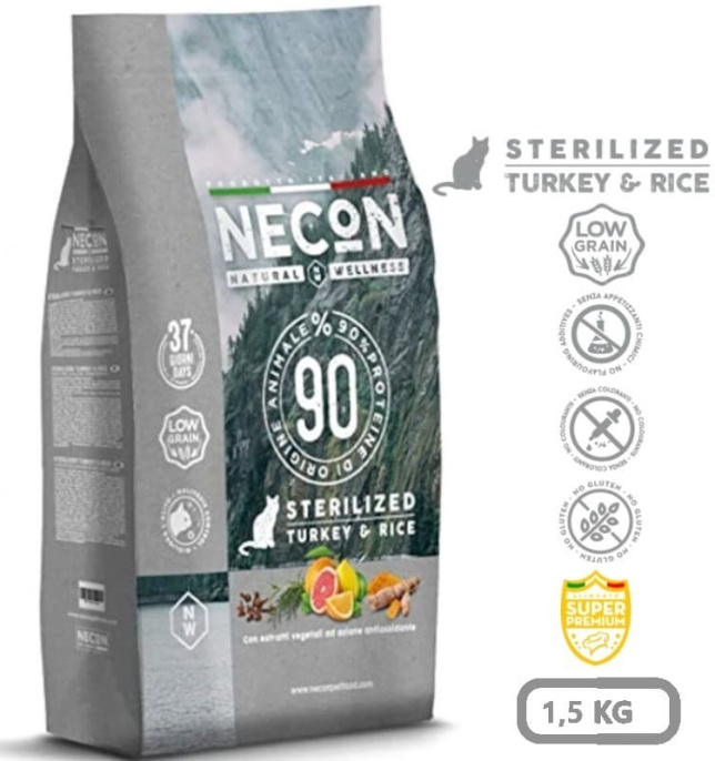 Сухой корм для кошек Necon Natural Wellness Sterilized Саt (индейка, рис) (1,5 кг)