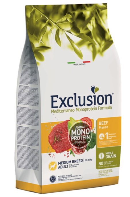 Сухой корм для собак EXCLUSION Monoprotein Noble Grain Adult Medium (говядина) (12 кг)