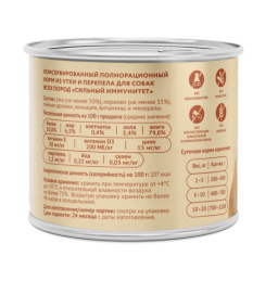 Влажный корм для собак Мнямс На каждый день Паштет из утки и перепела «СИЛЬНЫЙ ИММУНИТЕТ»