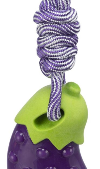 TRIXIE Игрушка для собак Баклажан на веревке, 13 см /34 см
