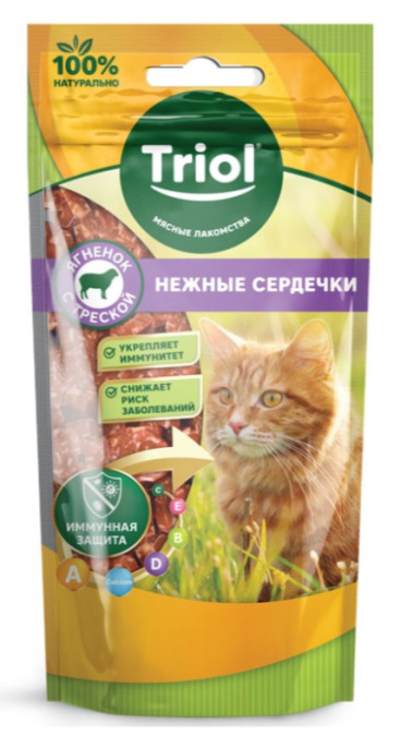 Triol Нежные сердечки для кошек (ягненок,треска) (40 г)