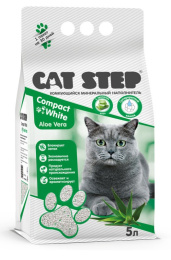 Cat Step Наполнитель белый комкующийся минеральный для кошек Compact White Aloe Vera