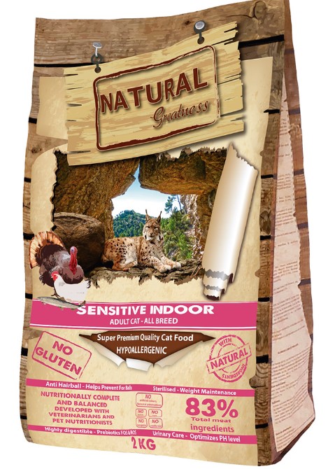 Сухой корм для кошек Natural Greatness Sensitive Indoor Recipe Adult (курица, индейка) (600 гр.)