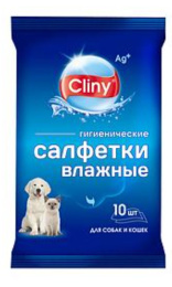 Cliny Влажные гигиенические салфетки для кошек и собак