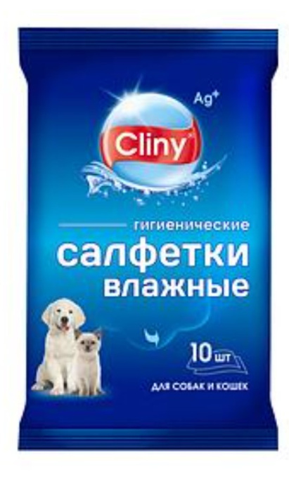 Cliny Влажные гигиенические салфетки для кошек и собак (10 шт.)