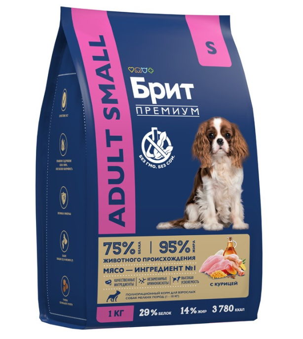 Сухой корм для собак Brit Premium by Nature Adult Small (курица) (1 кг)