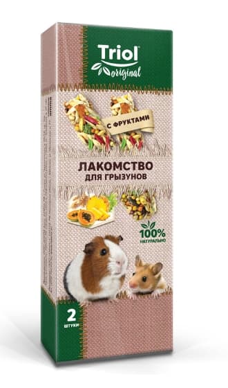 Лакомство для грызунов с фруктами Triol Original  (уп. 2 шт)