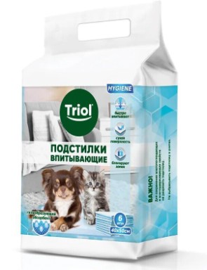 Подстилки для собак впитывающие TRIOL (600 х 600 мм (уп.6 шт))