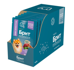 Влажный корм для собак мини пород с чувствительным пищеварением Brit Premium Dog (ягненок, морковь)