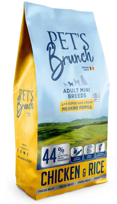 Сухой корм для собак мелких пород Pet's Brunch Adult Mini Breeds (курица, рис) (1 кг)