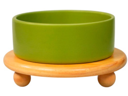 Миска Mr.Kranch Bamboo керамическая зеленая на бамбуковой подставке