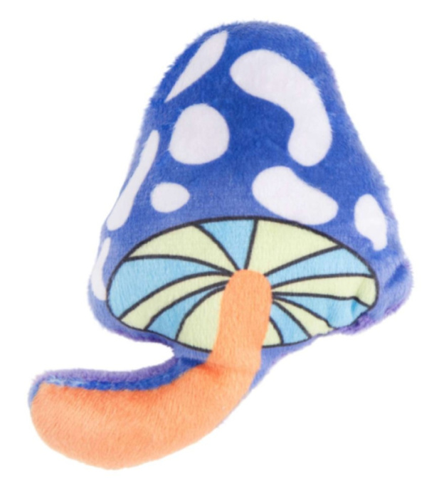 Игрушка для кошек Mr.Kranch Волшебный Грибочек плюшевая с кошачьей мятой  (10 см, синий)