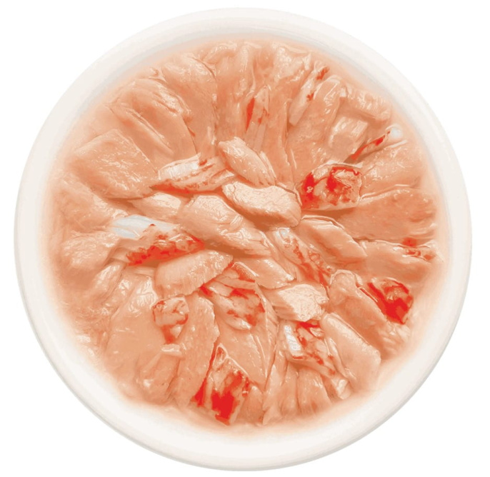 Влажный корм для кошек "Деревенские лакомства" Лосось с крабом сурими в нежном желе (70 гр.)