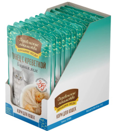 Влажный корм для кошек Деревенские лакомства Тунец с креветкой в нежном желе