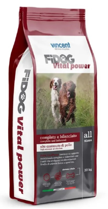 Сухой корм для спортивных и рабочих собак Vincent FiDOG Vital Power Adult (цыпленок) (20 кг)