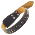 Ошейник кожаный двойной с украшением Ёж Gamma 