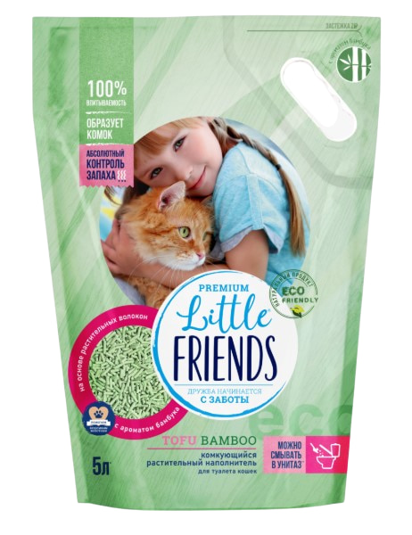 Наполнитель растительный Little Friends Bamboo (бамбук) (5 л (2,5 кг))