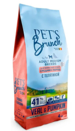 Сухой корм для собак средних пород Pet's Brunch Adult Medium Breeds (телятина, тыква)