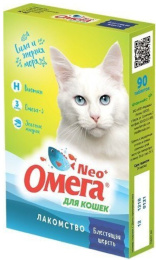 Лакомство для кошек Фармакс Омега Neo+ К-Ш с биотином и таурином Блестящая шерсть