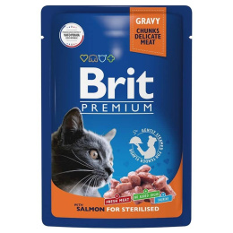 Влажный корм для кошек Brit Premium with Salmon for Sterilized (лосось)