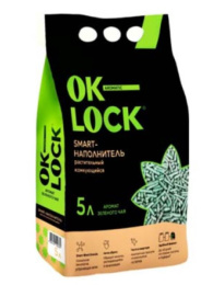 Наполнитель комкующийся растительный Ok-Lock (зеленый чай)