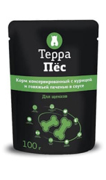 Терра Пёс для щенков (курица, говяжья печень) в соусе (24 шт)