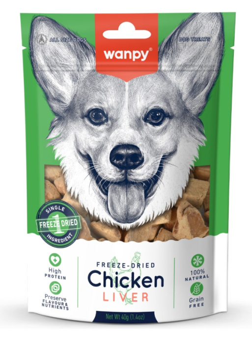 Лакомство сублимированное для собак Wanpy Dog (курица, печень) (40 гр)