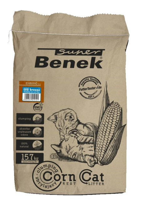 Кукурузный наполнитель Super Benek Corn Cat Морской бриз (7 л)
