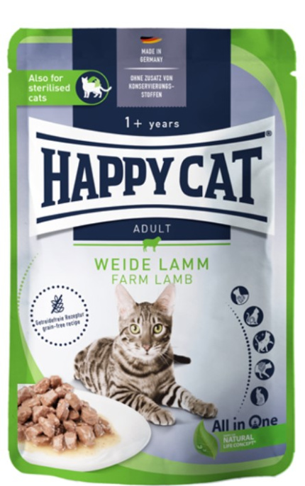 Влажный корм для кошек Happy Cat Culinary Meat in Sauce WeideLamm Adult Cat кусочки в соусе (ягненок (85 гр)
