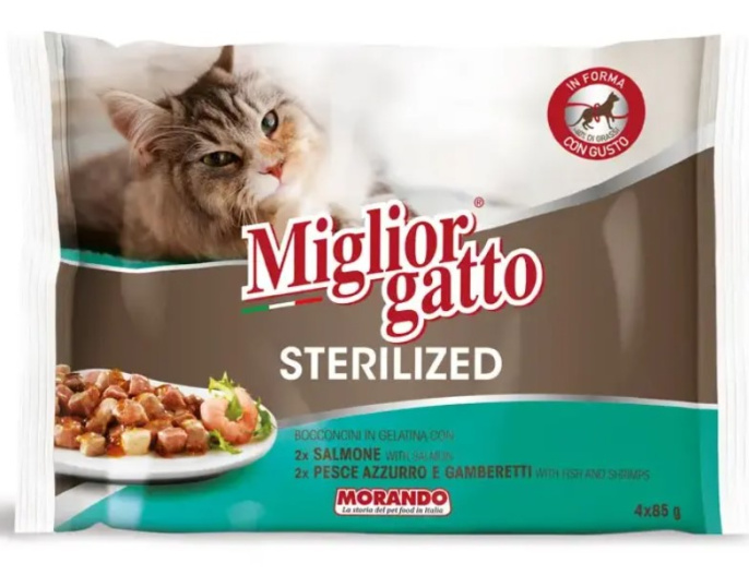 Влажный корм для кошек Miglior Gatto Adult Sterilised кусочки в желе (набор 4 шт) (4 х 85 гр)