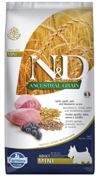 Сухой корм для собак Farmina N&D LG Adult Mini (ягнёнок, черника) (7 кг)
