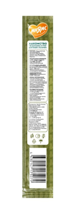 Лакомство для кошек Мнямс лакомые палочки 13,5 см с цыпленком и уткой (10х5 гр.)