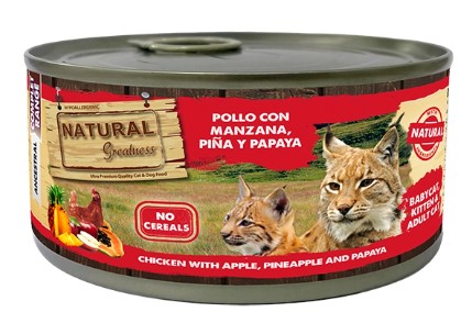 Консервы для кошек Natural Greatness Kitten & Adult (курица, яблоко, ананас, папайя) (185 гр.)