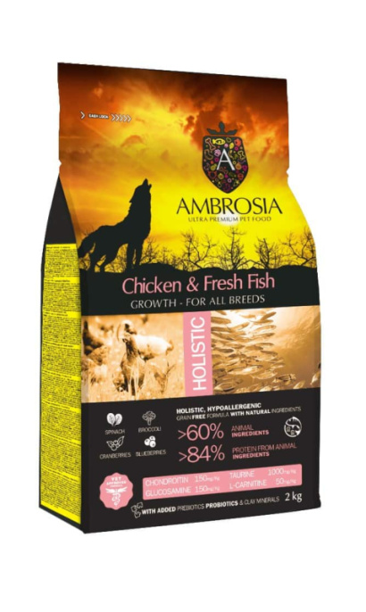Сухой корм для щенков Ambrosia Grain Free Puppy All Breed (курица, рыба) (6 кг)