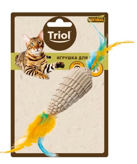 Игрушка для кошек из гофрокартона NATURAL "Конус с перьями" (22171052)