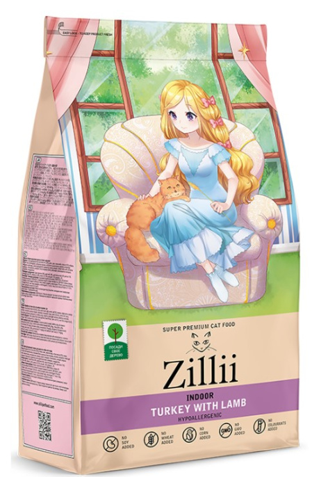 Сухой корм для кошек ZILLII Indoor Adult Cat (индейка, ягненок) (400 гр)