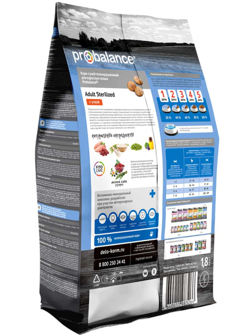 Сухой корм для стерилизованных кошек ProBalance Cat Sterilized (утка) (1,8 кг)