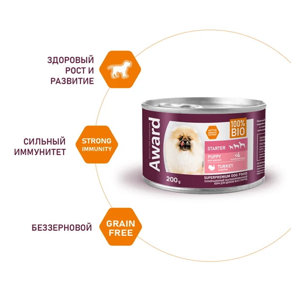Паштет для щенков Award Puppy Starter (индейка) (200 гр.)
