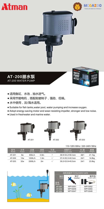 Помпа-циркулятор для аквариума Atman