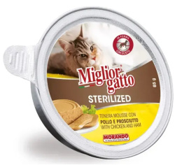 Консервы для стерилизованных кошек Miglior Gatto Adult Sterilised (мусс с курицей, ветчиной)