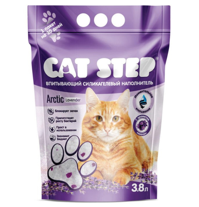 Силикагелевый наполнитель Cat Step Лаванда (3,8 л (1,67 кг))
