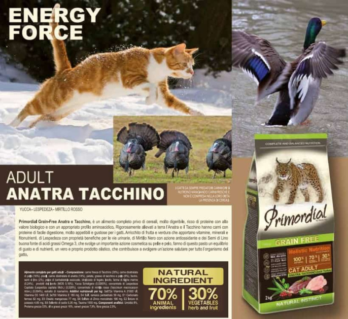 Сухой корм для кошек Primordial Cat Adult (утка и индейка) (6 кг)