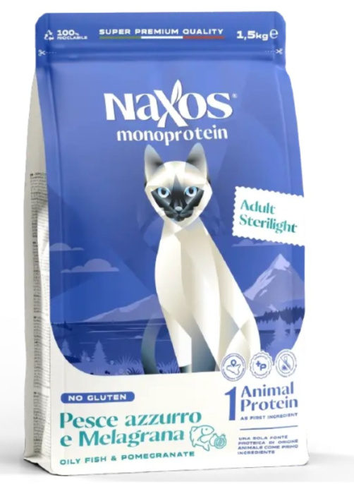 Сухой корм для кошек Adragna Naxos Cat Sterilight (рыба, гранат) (1,5 кг)